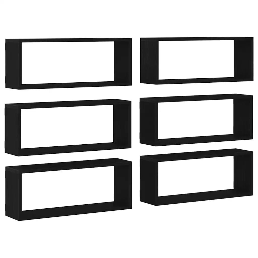 Scaffali da parete 6 pcs Rovere Nero 60 x 15 x 23 cm 862647