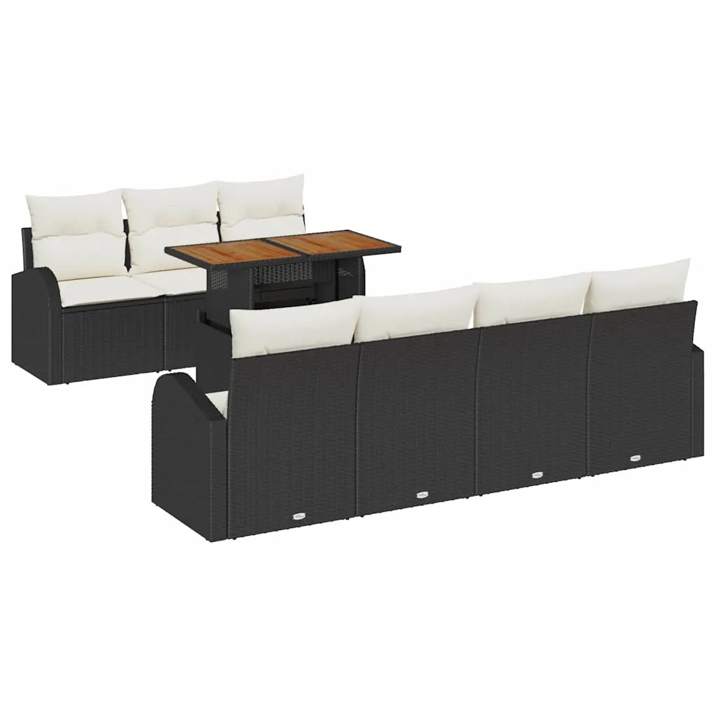 Set Divano da Giardino con cuscino 8 pcs Nero e crema 3349543