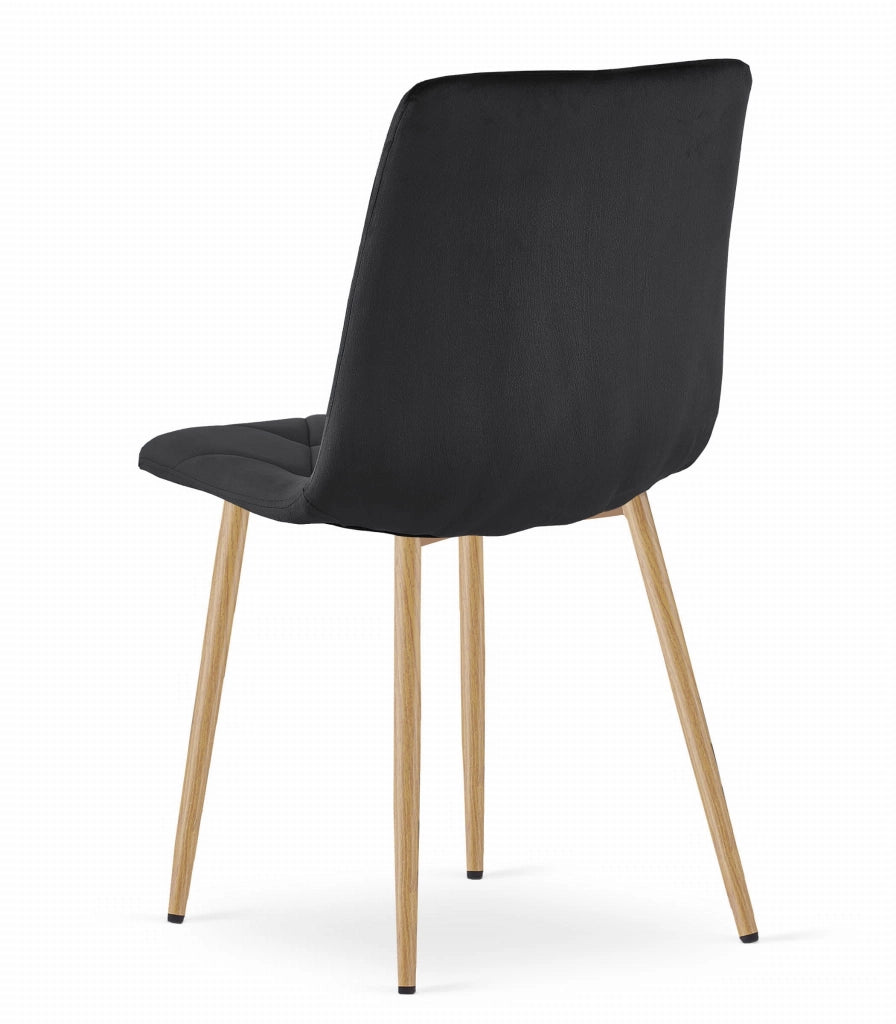 Sedia Valora TYRA in velluto nero con gambe color legno
