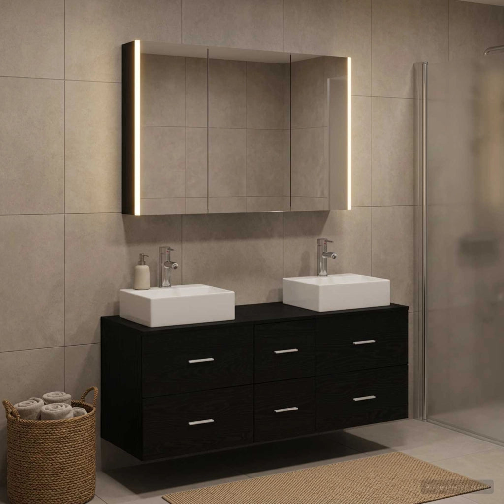 Set di mobili per il bagno 4 pz Rovere Nero 3406824