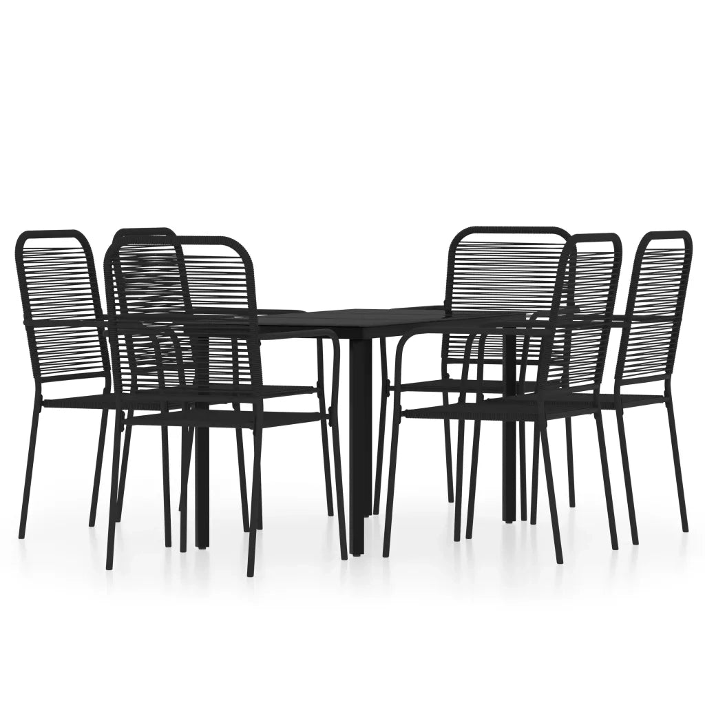 Set Mobili da Pranzo per Giardino 7 pz | Set Salotto da Giardino Nero