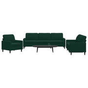 Set di Divani 3 pz con Cuscini Verde scuro in Velluto 3278433
