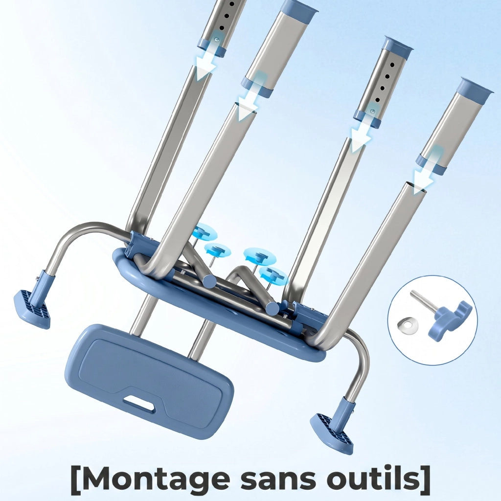 Sedia da Doccia Ergonomica con Braccioli e Schienale ¨C Xylo ¨C Altezza Regolabile Blu