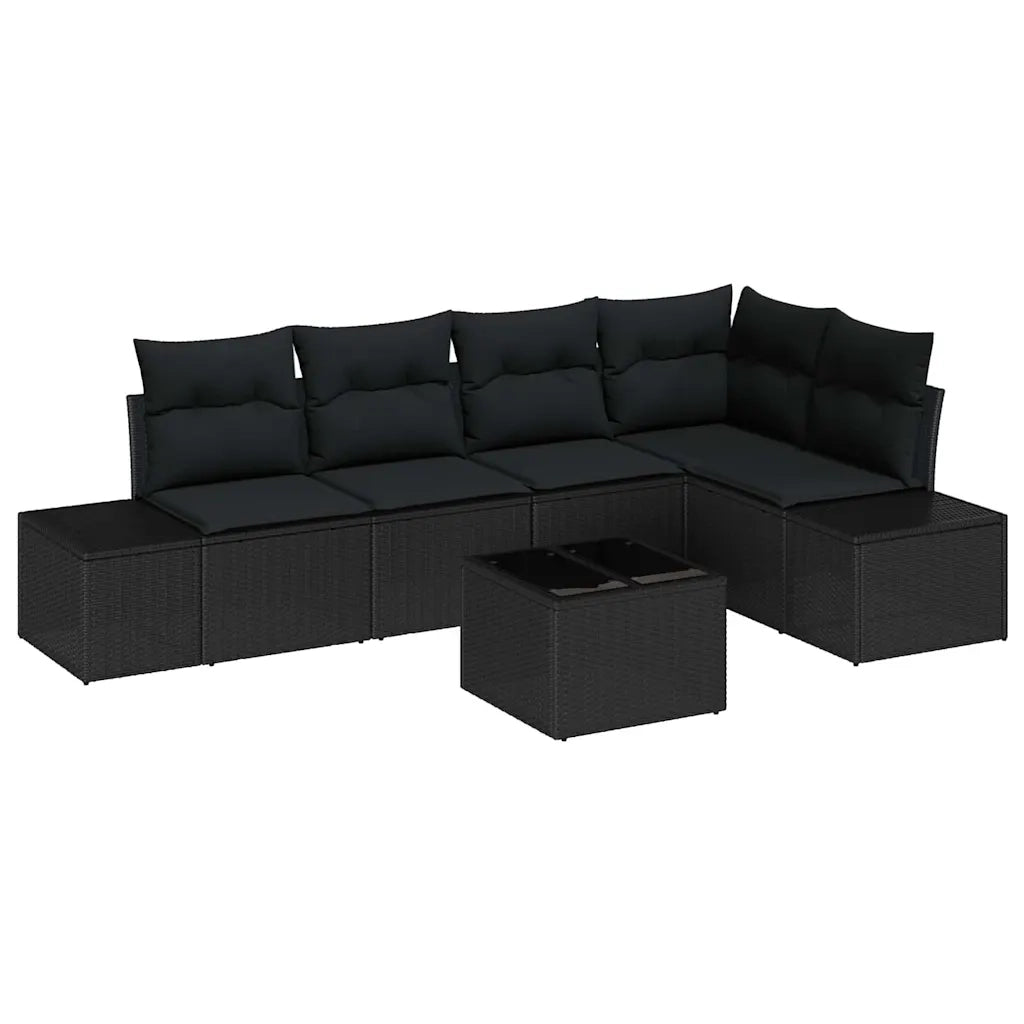 Set Divano da Giardino con archiviazione Nero polyrattan 3355742
