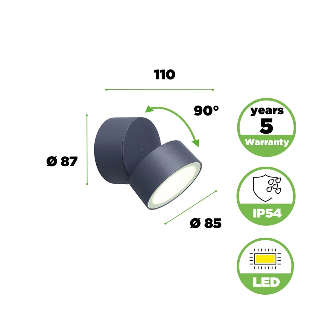 Applique esterna TRUMPET Lutec LED 8W antracite IP54