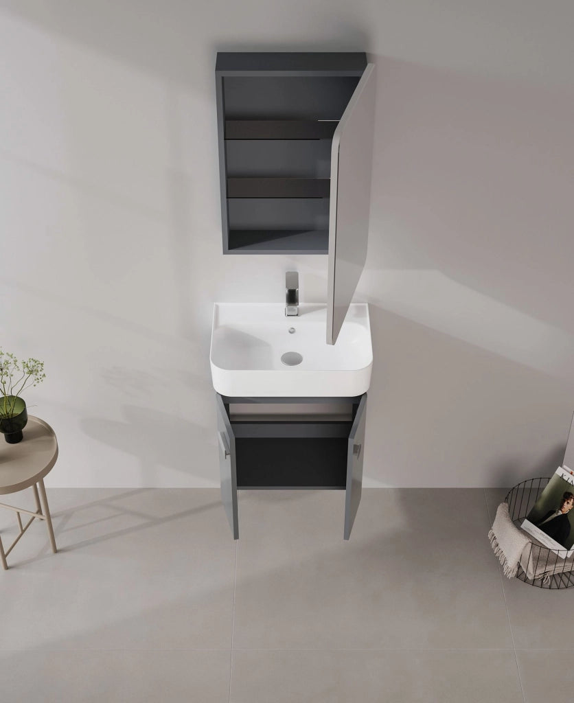 Mobile da bagno con specchio "Orbit 50" - 50 x 16 x 71 cm - Antracite