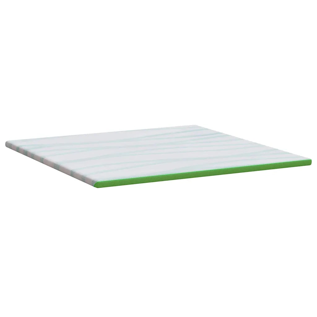 Topper per materasso-Materassino Bianco e Verde 200 x 200 cm 777564
