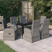 Set da Pranzo da Giardino 7 pz con Cuscini Grigio 3099488