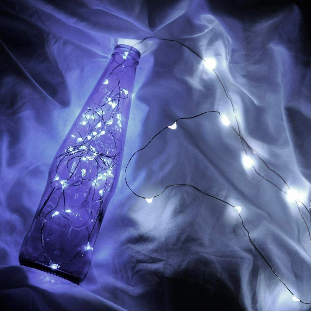 Luci di natale 150 micro led batteria 15 mt con telecomando esterno LUCE FREDDA