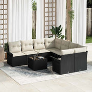 Set Divano da Giardino 9 pcs Nero Poly Rattan 3345297