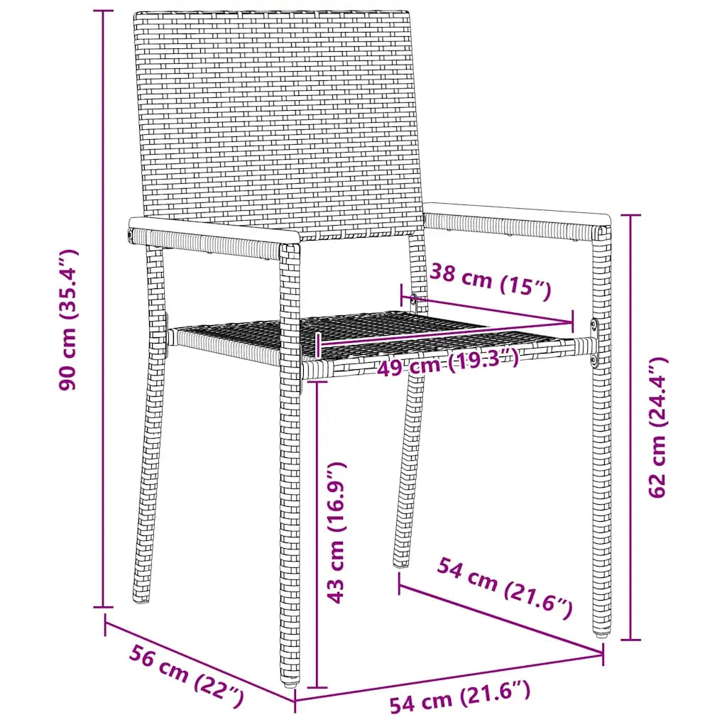Set da Pranzo per Giardino con cuscino 9 pcs Grigio polyrattan 3379715