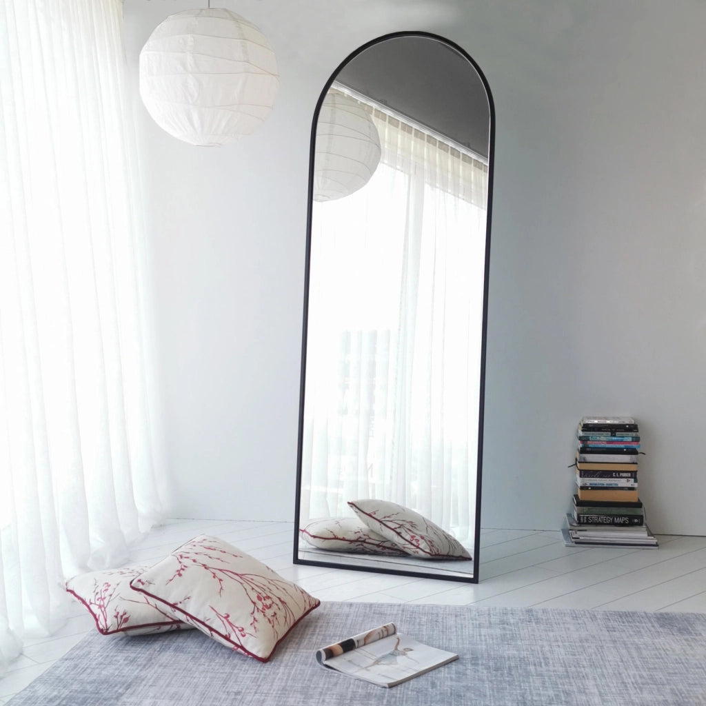 Rogno, Specchio Forma Rettangolare, 65x180h cm Nero Opaco