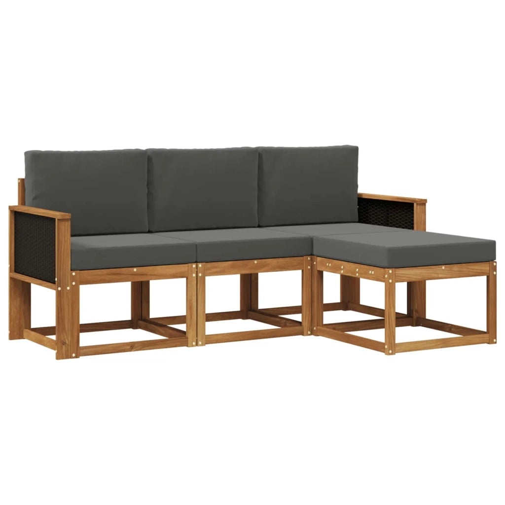 Set di divani da esterno 4 pz Naturale e Antracite 3385103