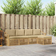 Set di divani da esterno 5 pcs Bianco e Beige Poliestere 3391693