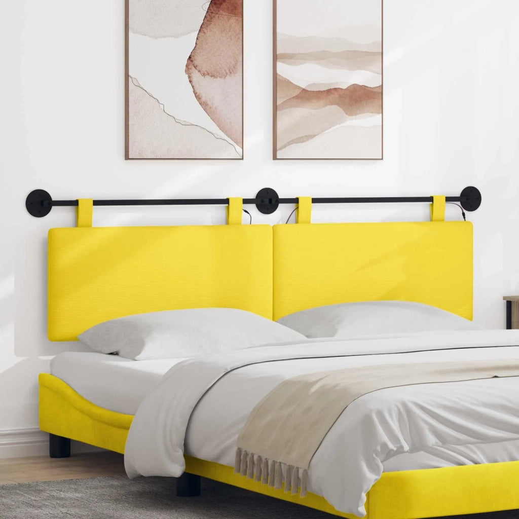 Testiera | Testata sospesa Con luce LED Giallo Chiaro Tessuto in Cords