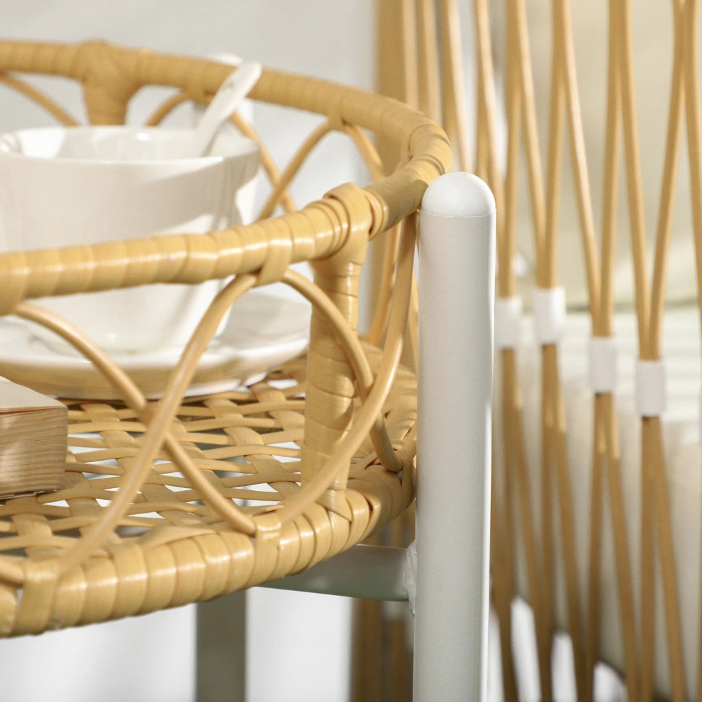 Set da Giardino 3 Pezzi in Rattan con Tavolino e Cuscini ¨C zephmum ¨C Giallo