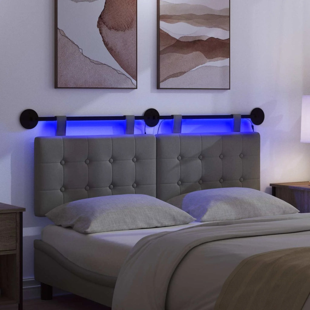 Testiera | Testata sospesa Con luce LED Grigio Scuro Tessuto