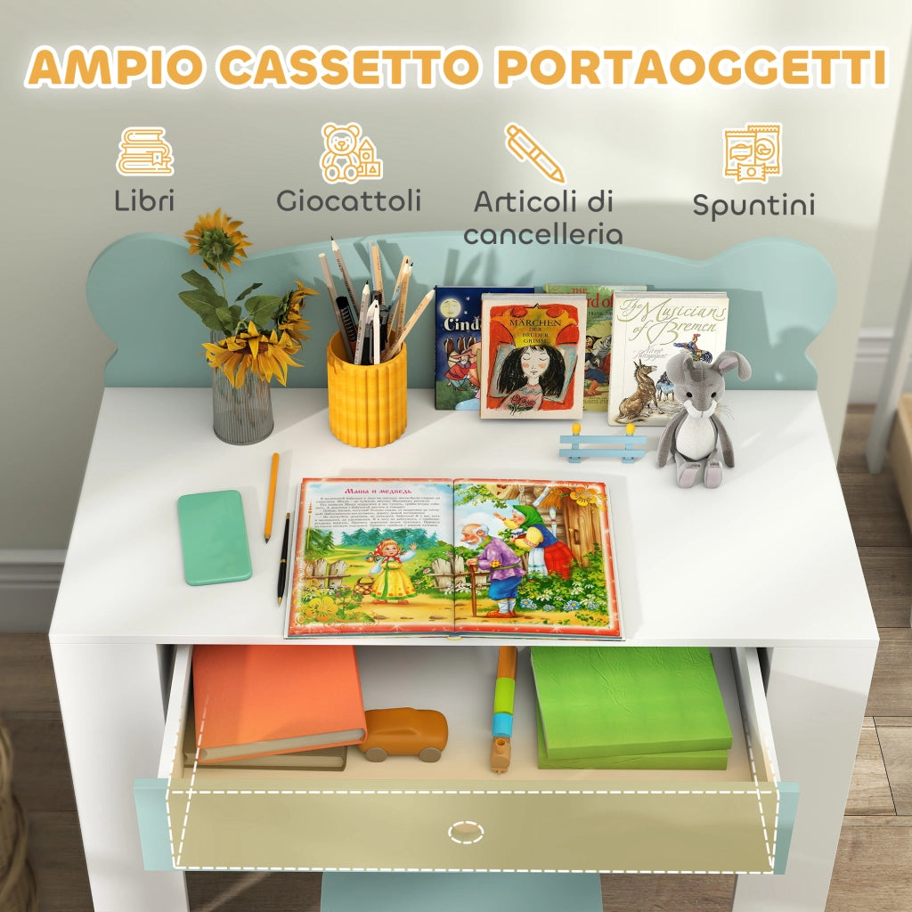 Scrivania per Bambini con Cassetto e Sedia ¨C Minimal ¨C Verde