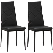 Set di 2 Sedie da Pranzo con Schienale Alto in Similpelle e Metallo ¨C Minimal ¨C Nero 41x50x97 cm