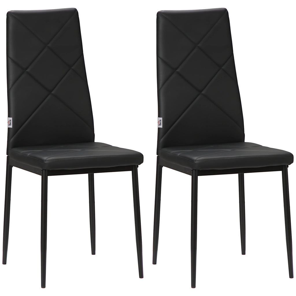 Set di 2 Sedie da Pranzo con Schienale Alto in Similpelle e Metallo ¨C Minimal ¨C Nero 41x50x97 cm