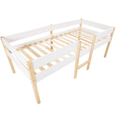 Letto a castello per bambini - Zephmum- 90x200 cm- Bianco e quercia