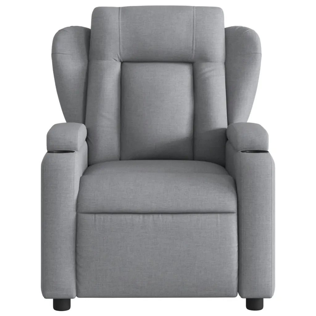 Poltrona | Sedia Relax reclinabile in tessuto grigio chiaro