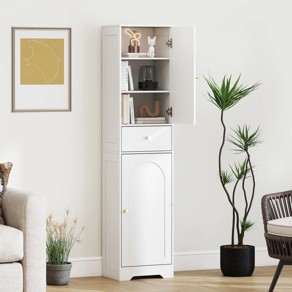 Colonna bagno alta con ante cassetto e ripiani regolabili ¨C Xylo ¨C Bianco 40x29,5x170cm