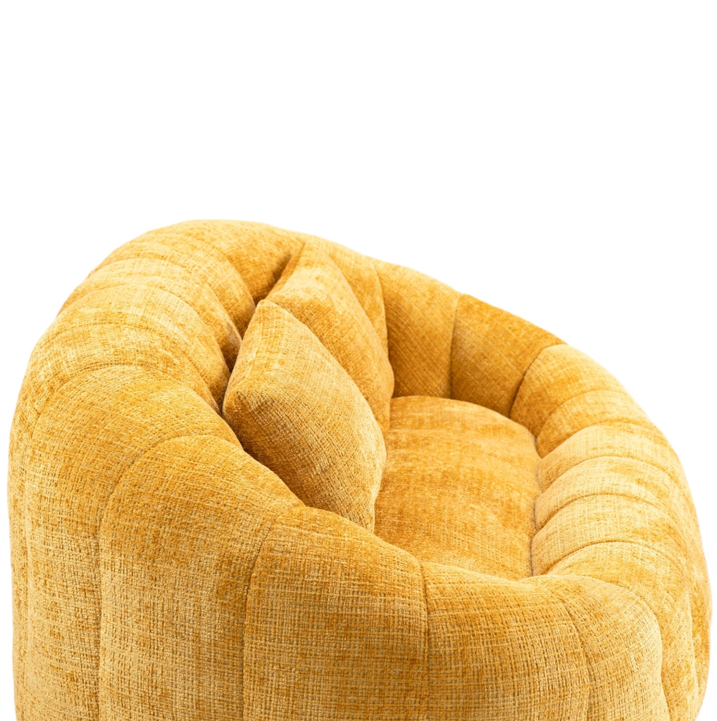 Pouf letto 150x95x63 cm con schienale e braccioli in chenille giallo