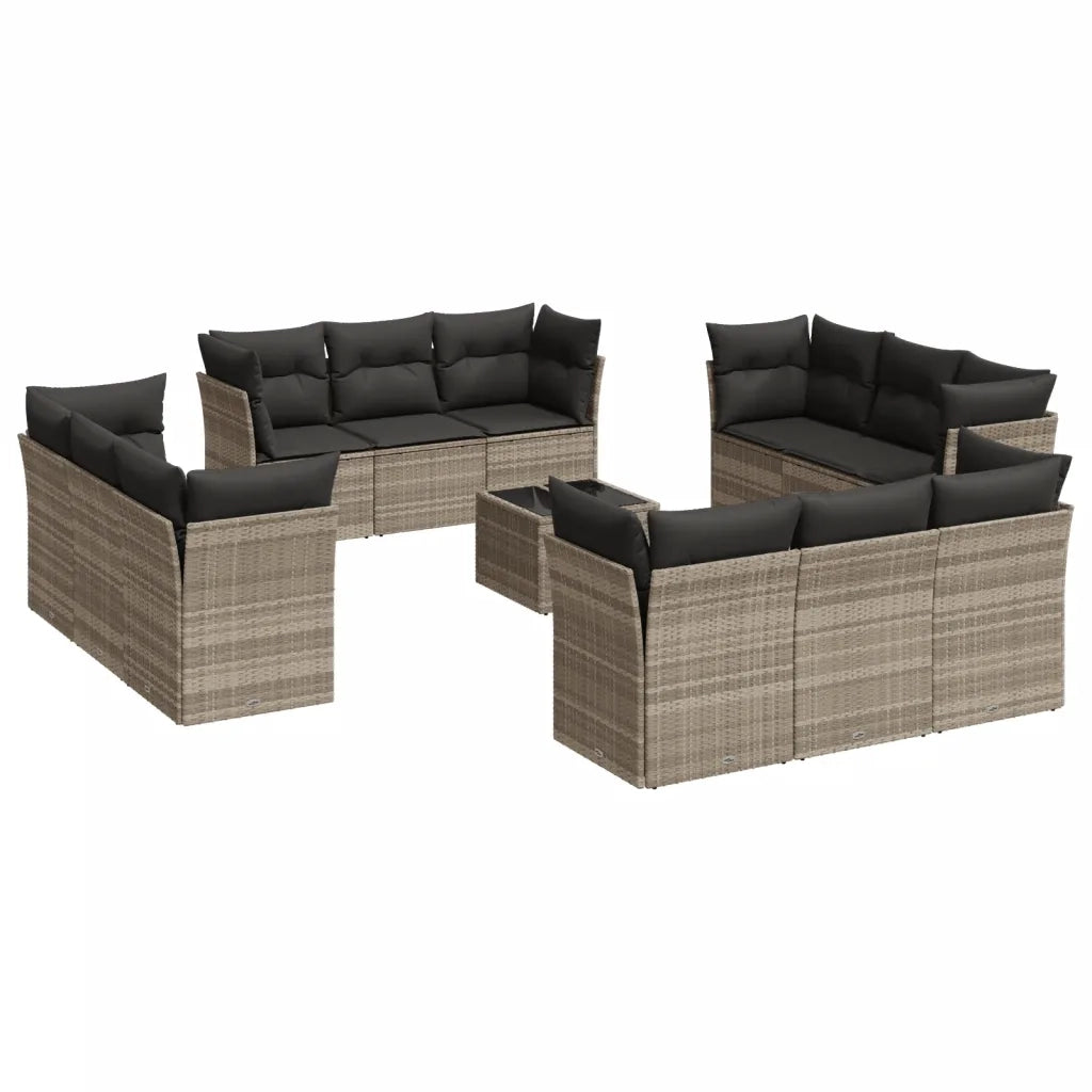 Set Divani Giardino 13 pz con Cuscini Grigio Chiaro Polyrattan 3249181