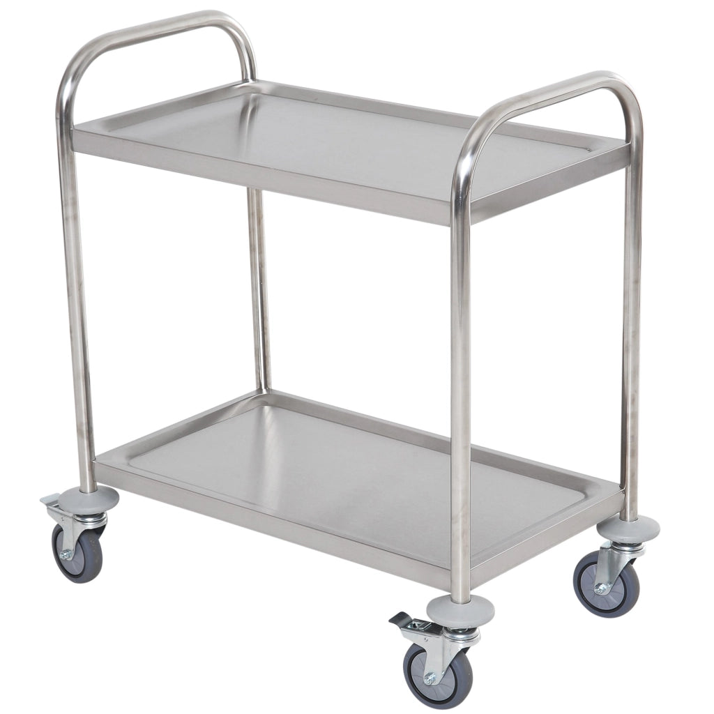 Carrello Cucina 2 Ripiani con Ruote ¨C Xylo ¨C Acciaio Inox 80x45x82cm Argento