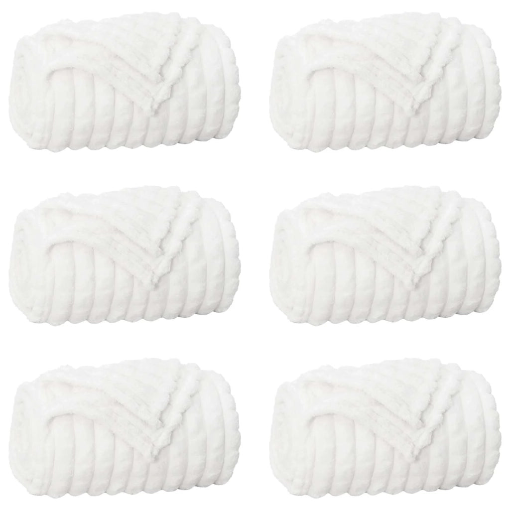 Coperte da Pile 6 pz Bianco 150 x 130 cm Panno