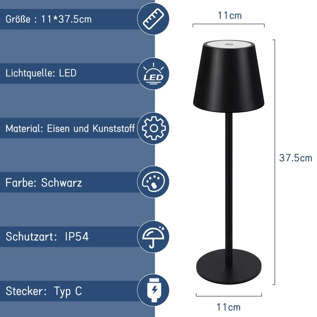 ZMH Lampada da tavolo LED wireless touch dimmerabile per comodino camera letto