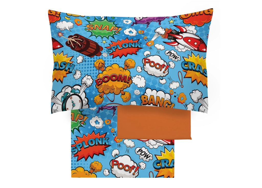 Completo Lenzuola Freestyle Per Ragazzi 100% Cotone Digitale Boom 26 - Singolo - Boom