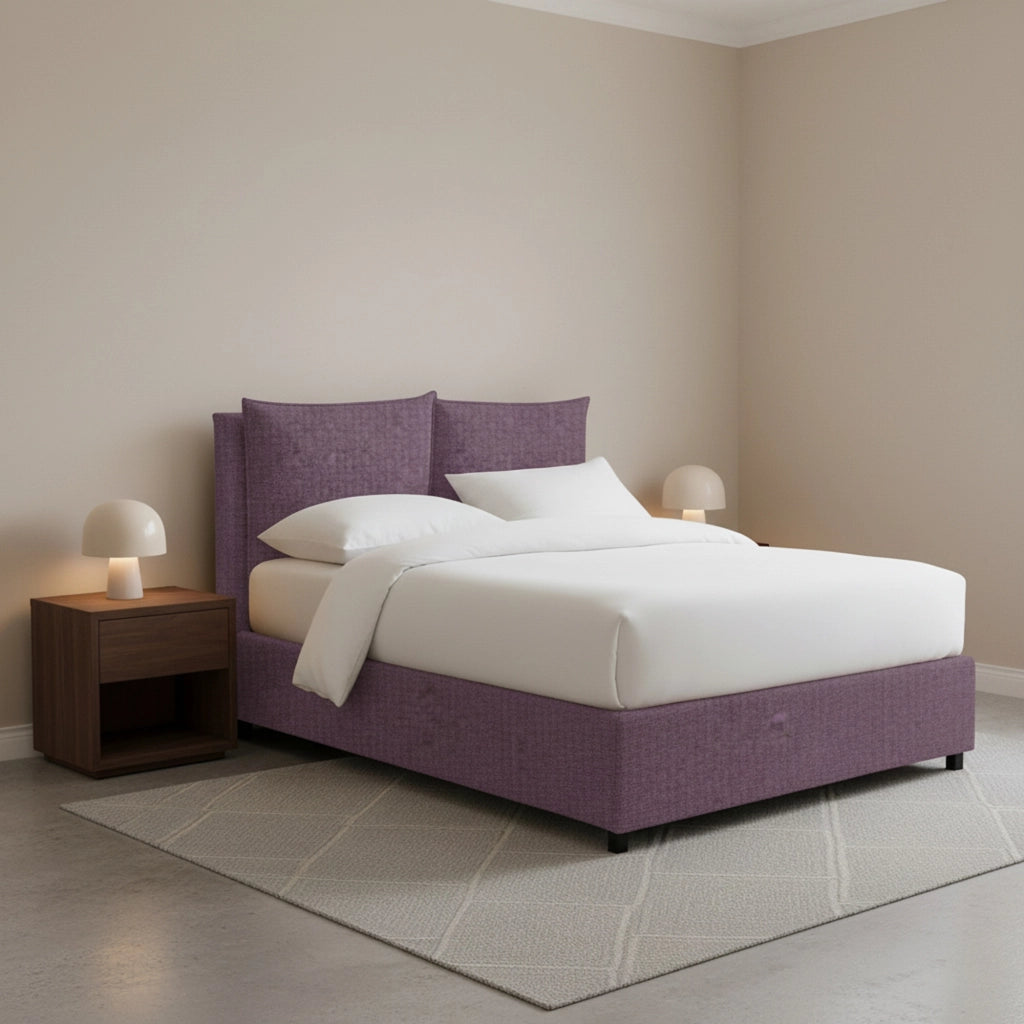 Newton, Letto Piazza e Mezza Sfoderabile Made in Italy, Viola Lilla