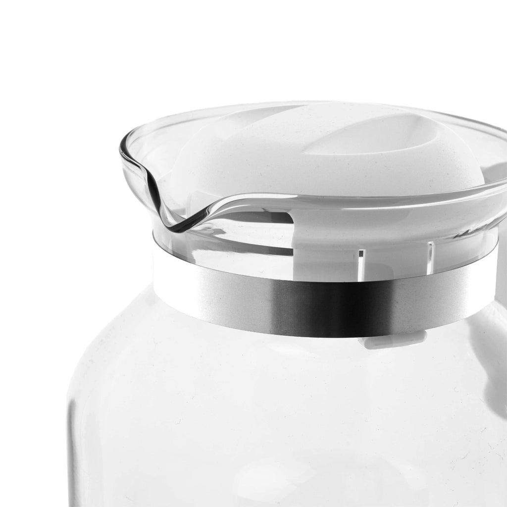 KADAX Brocca in vetro per tè e caffè da 1,5 l, resistente al calore, con coperchio, colore bianco.