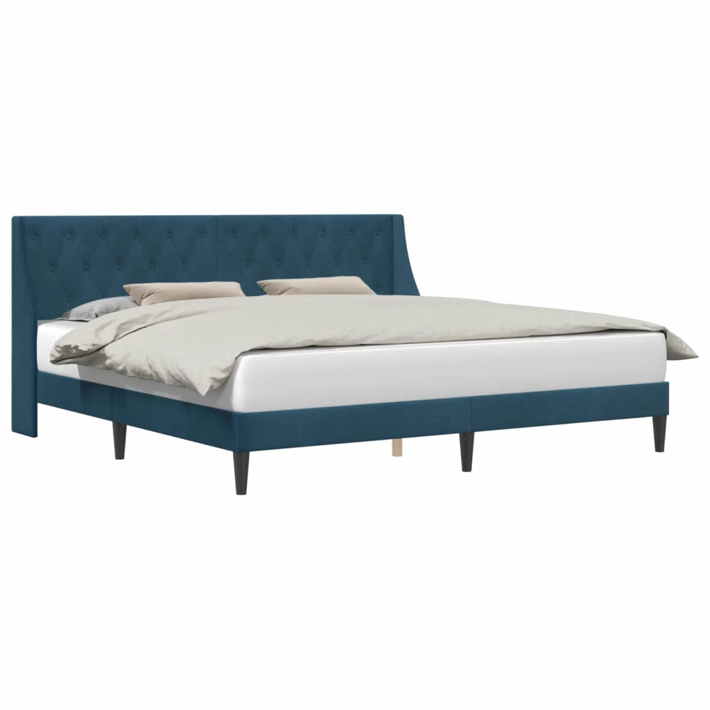Struttura del letto con testiera-Giroletto Blu 200 x 200 cm Velluto 974803