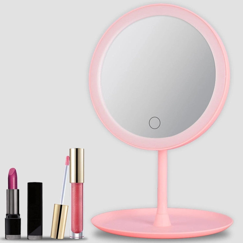 Trade Shop - Specchio Per Il Trucco Illuminato A Led Makeup Cosmetico Girevole Luce Ad Anello -