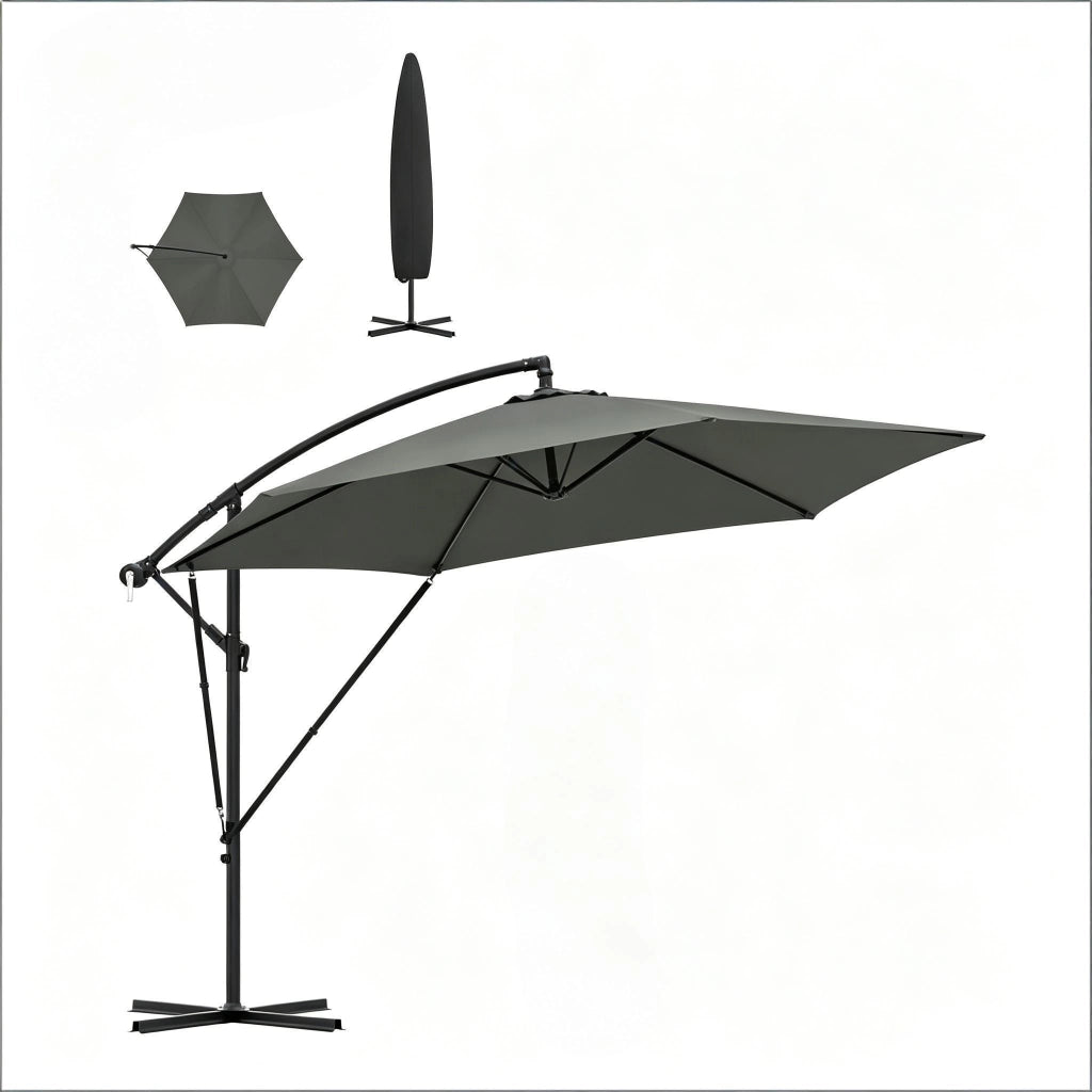 OMBRELLONE decentrato inclinabile 310x310 cm Metallo Poliestere grigio scuro