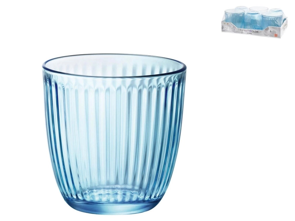 Bormioli Rocco BOR1239 Line Bicchieri da Acqua Set 6 pezzi 29 cl lavabili in lavastoviglie colore Lively Blue