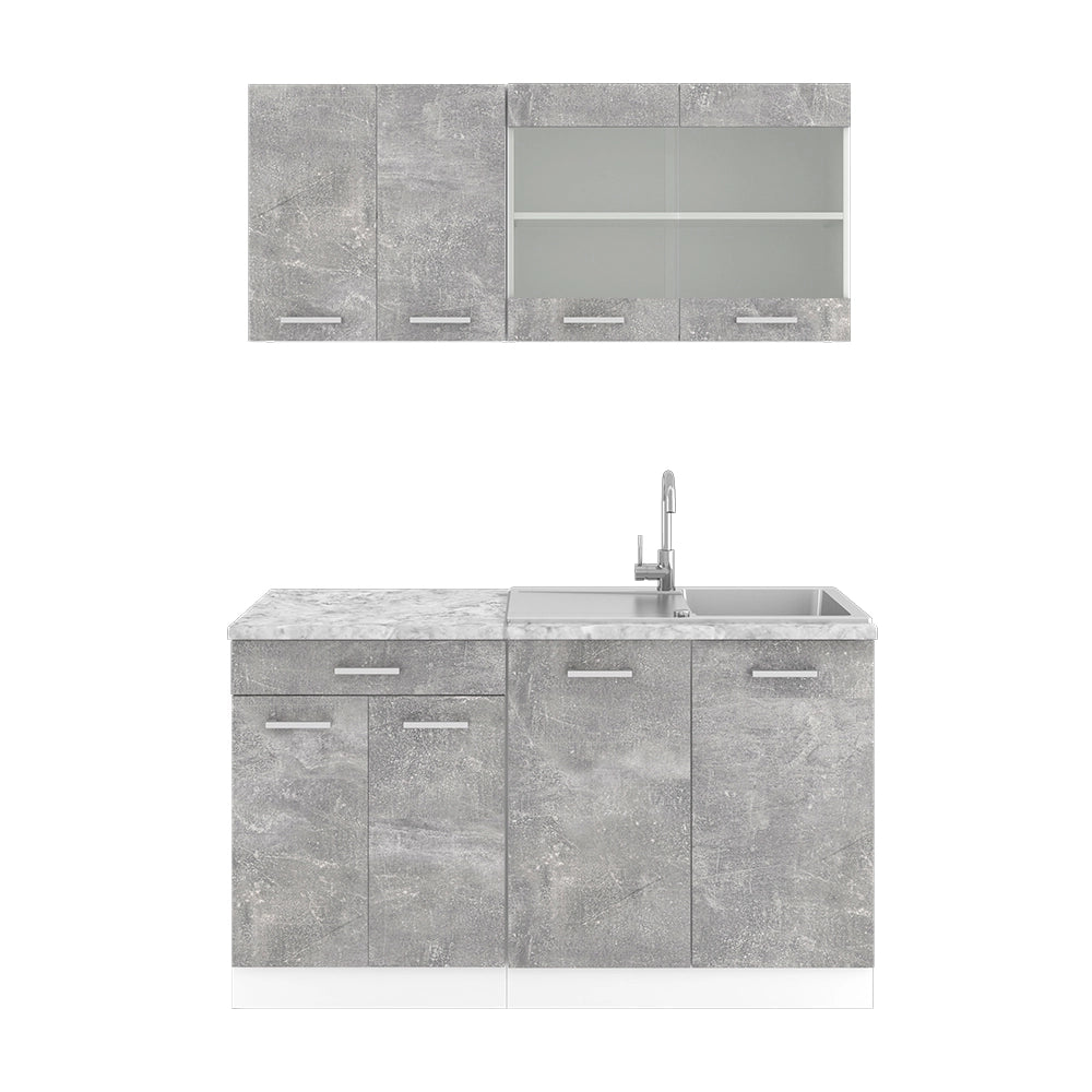 Vicco Cucina monoblocco Calcestruzzo 140 cm , PL Marmo