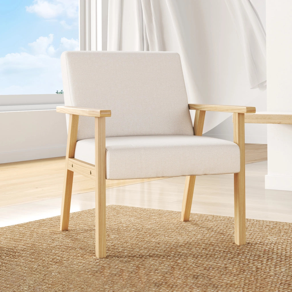 Poltrona in tessuto con braccioli ¨C Minimal ¨C crema 64x70x72