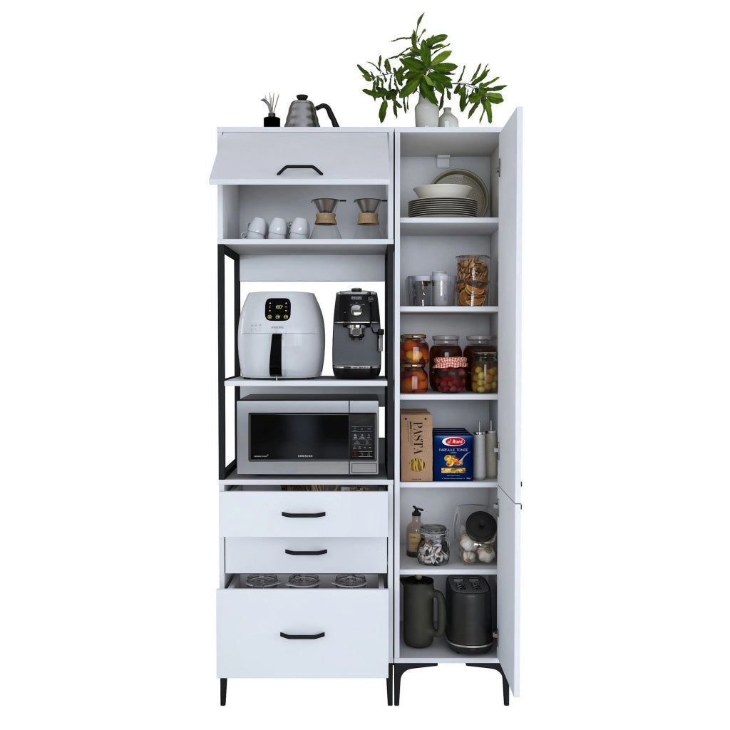 Madia Lotzorai, Credenza 8 Ripiani, 100x40x199h cm Bianco