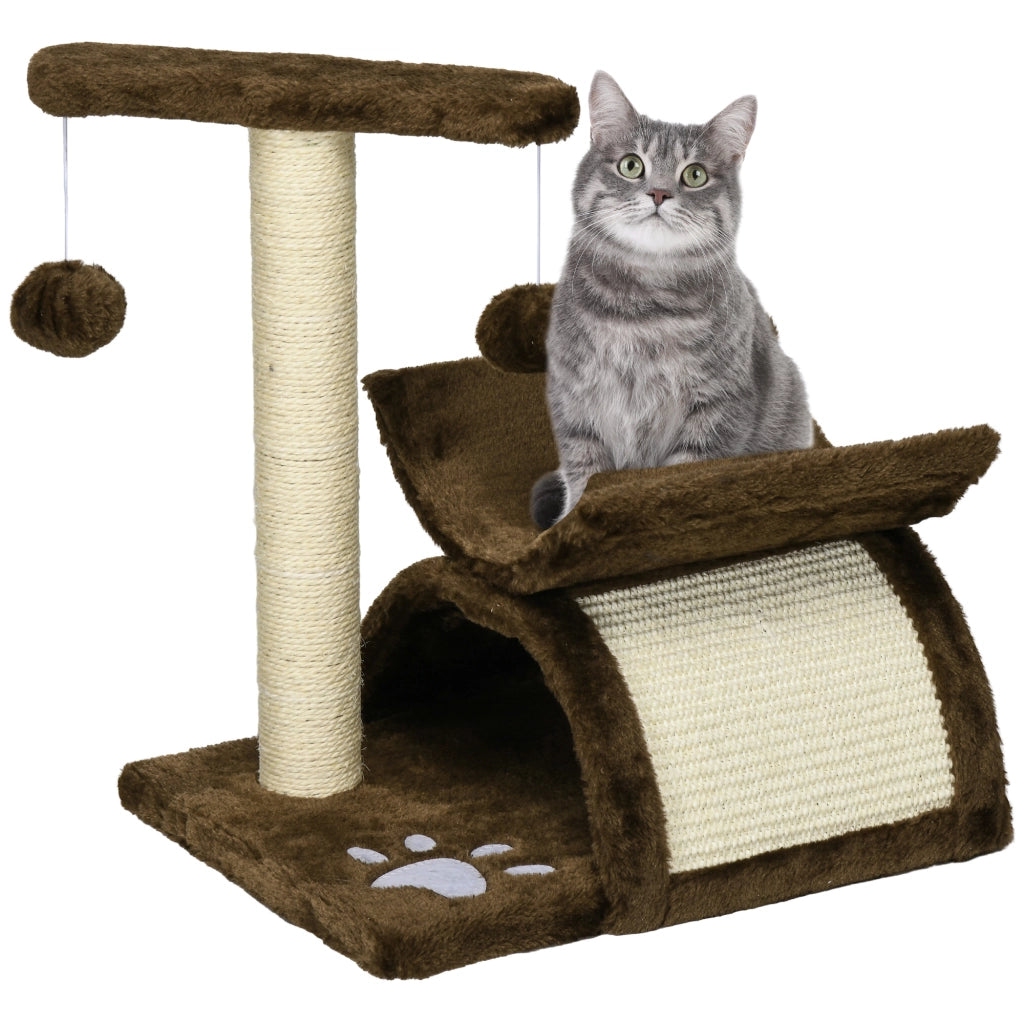 Tiragraffi per Gatti Albero con Cuccia e Palline ¨C Minimal ¨C Naturale 43cm