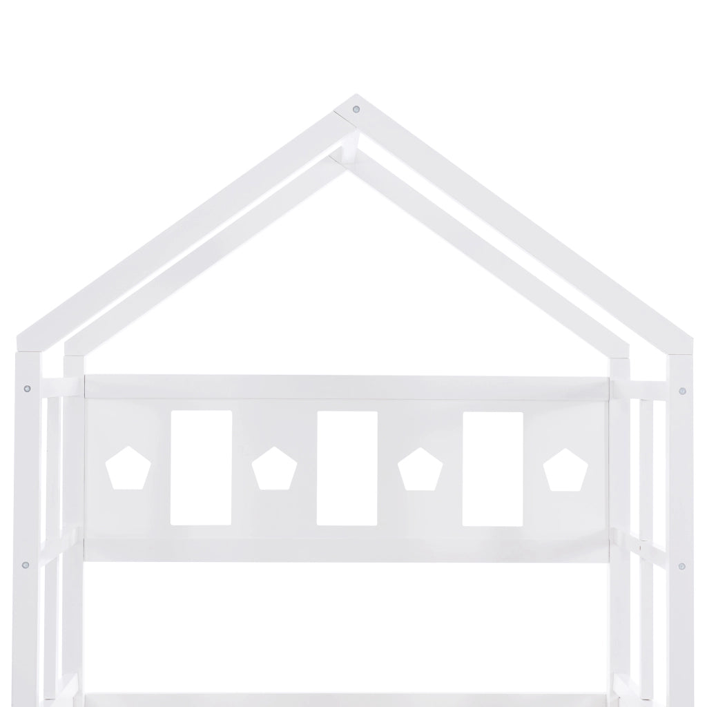 Letto a castello per bambini - Zephmum- Con scala e cassetti, 90x200cm, Bianco