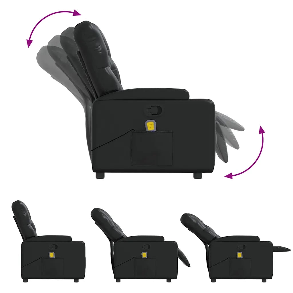 Poltrona Massaggiante | Sedia Relax Reclinabile Nera in Similpelle