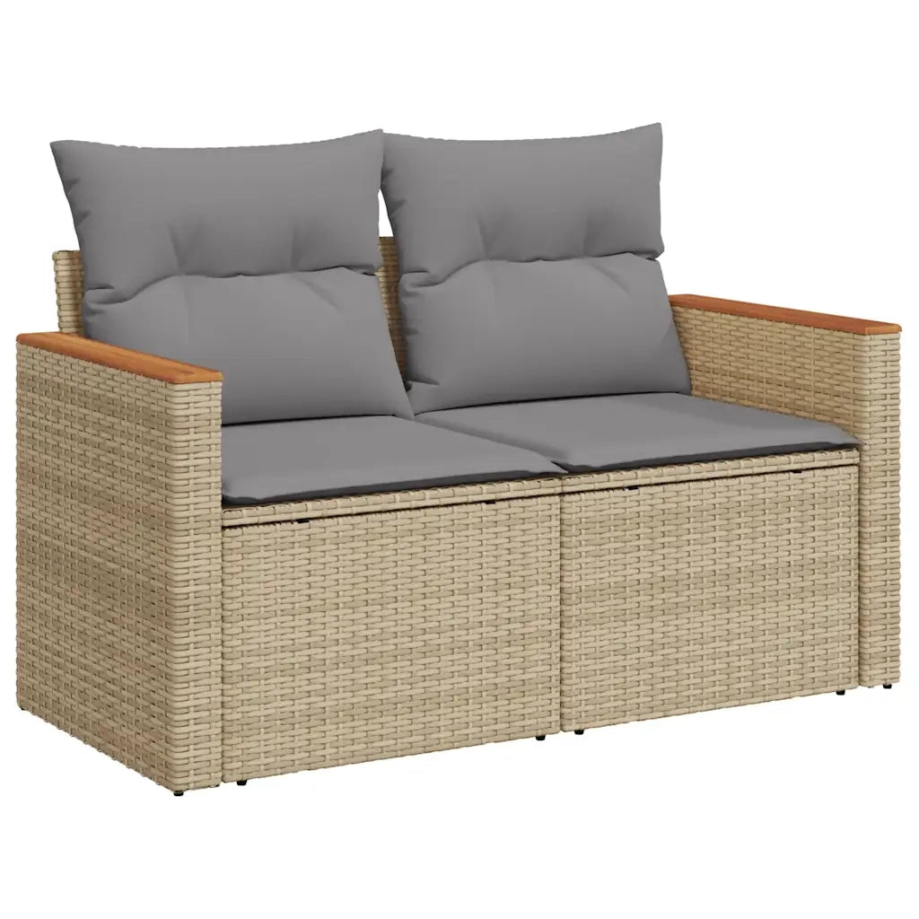 Set Divano da Giardino 6 pz con Cuscini Beige Polyrattan Acacia 3327475