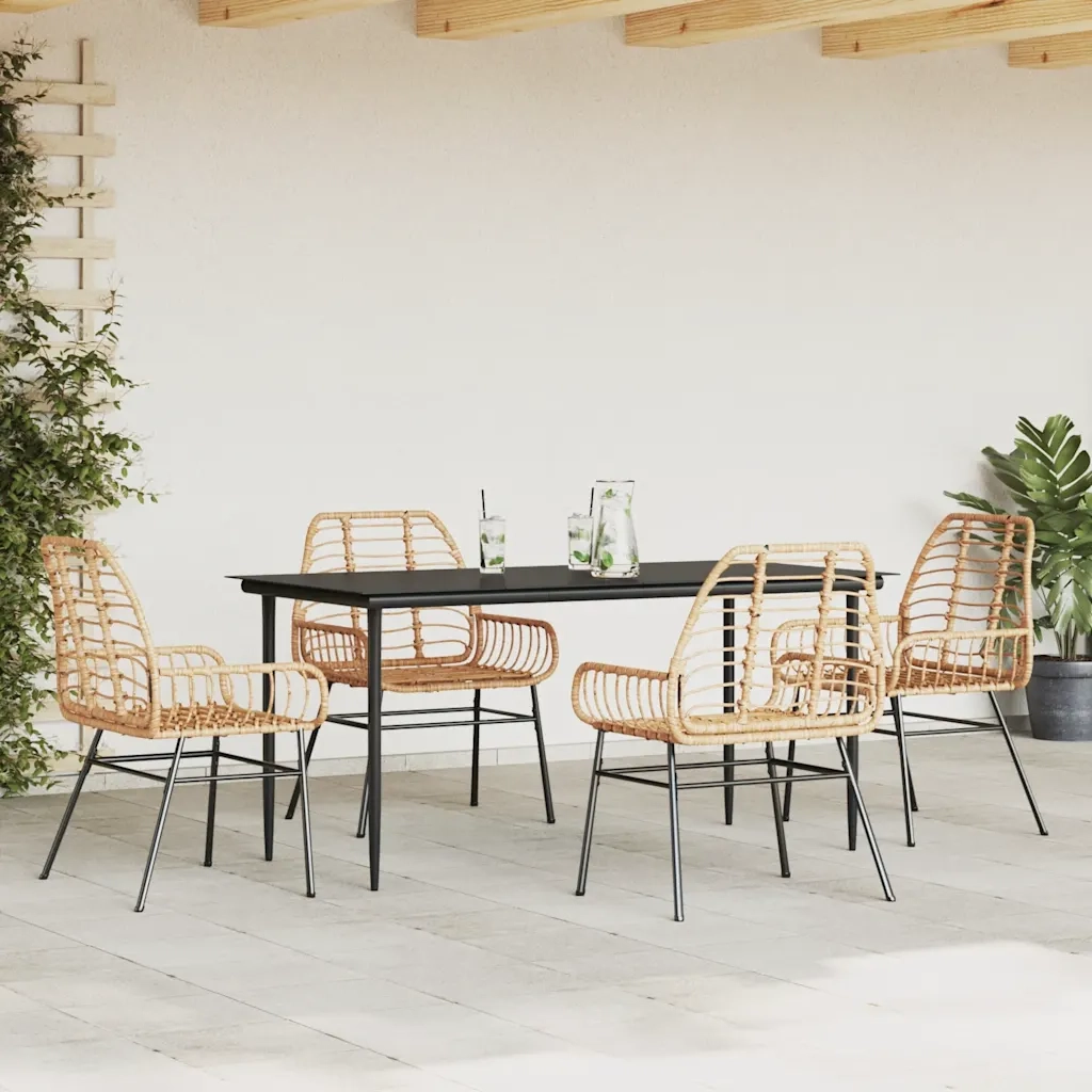 Set da Pranzo da Giardino 5pz Polyrattan Vetro 3334446