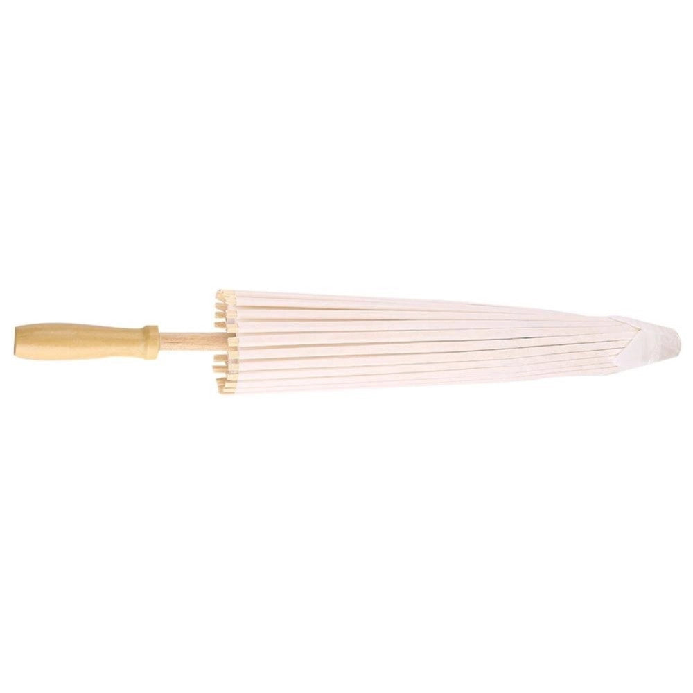 Trade Shop - Ombrello Bambu Bianco 30 Cm Carta Legno Sposa Wedding Matrimonio Ombrellino -