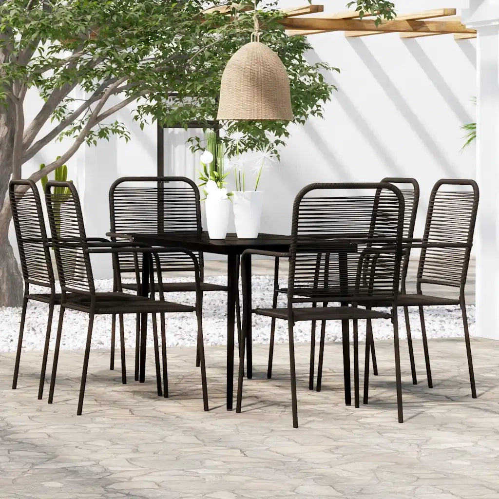 Set Mobili da Pranzo per Giardino 7 pz Nero 3099146