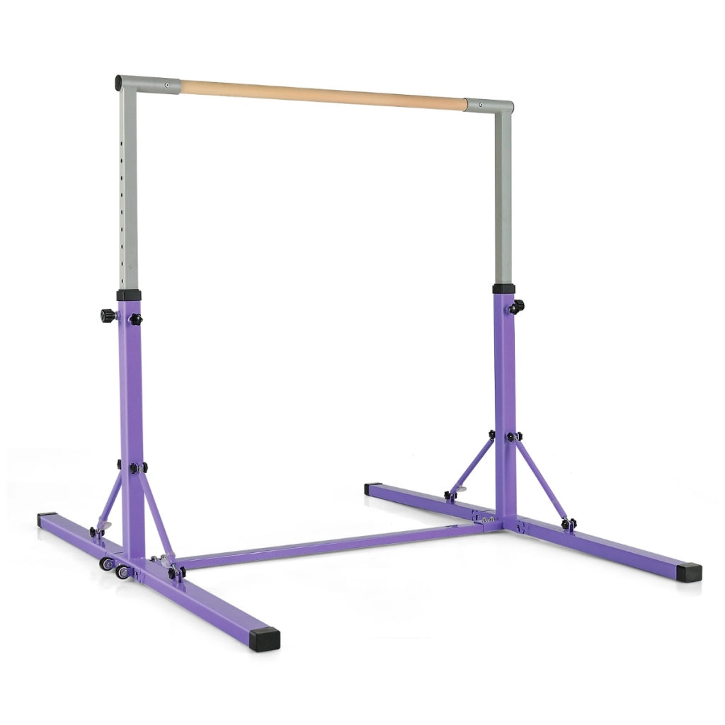 Barra ginnastica per bambini con 13 altezze regolabili portata 100kg-Attrezzatura palestra domestica Viola